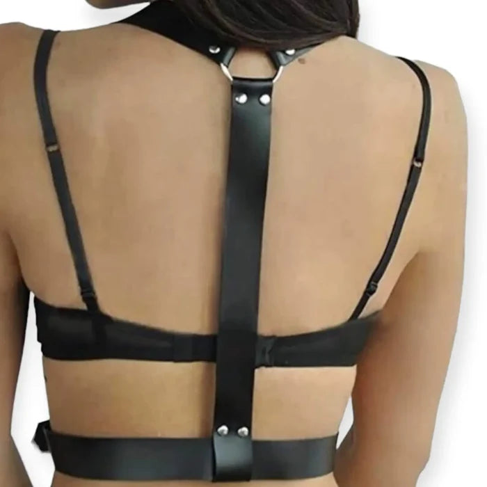 Black Wide Strap Body Harness Belt Backside