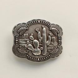 Blazin Roxx Women's Cacti & Feathers Silver Belt Buckle