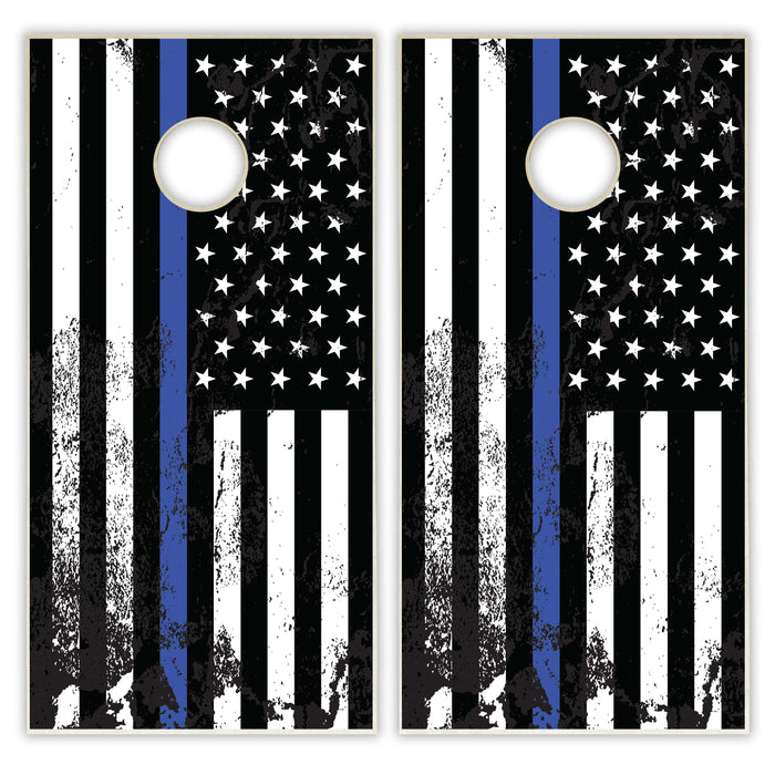Blue Line Flag Cornhole Boards