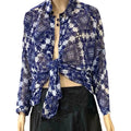 Blue Paisley Oversized Button Down Shirt