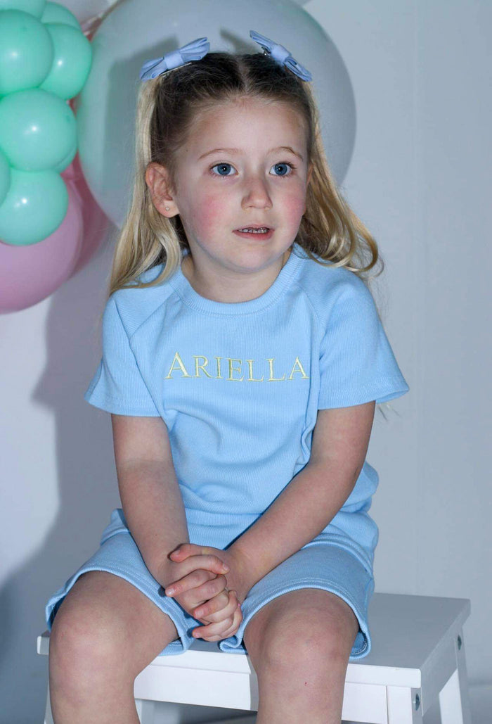 Blue Ribbed Short Set