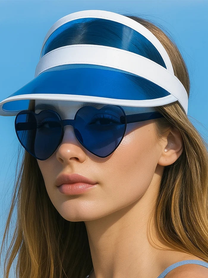 Blue Visor Cap And Glasses