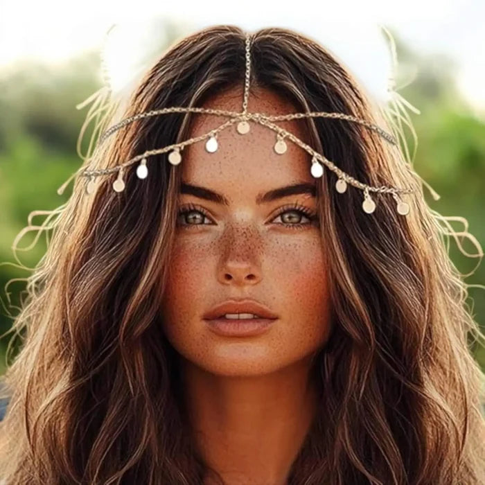 Boho Gold Coin Head Chain Hair Jewelry