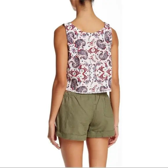summer outfit styled with boho paisley crop top back view