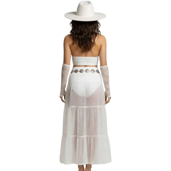 Boho Textured V Neck Crop Halter Top - Crop Tops