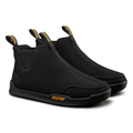 Black slip-on shoes with 'Intuition' branding on a white background