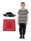 Boys Pirate Costume Set - Striped T-shirt, Hat & Bandana - thefancydress.co.uk