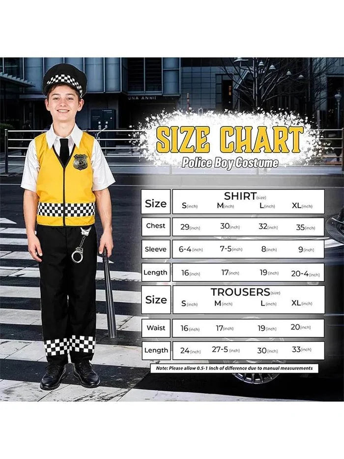 Boys Policeman Dress Up Fancy Dress Police Officer Role Play Set - thefancydress.co.uk