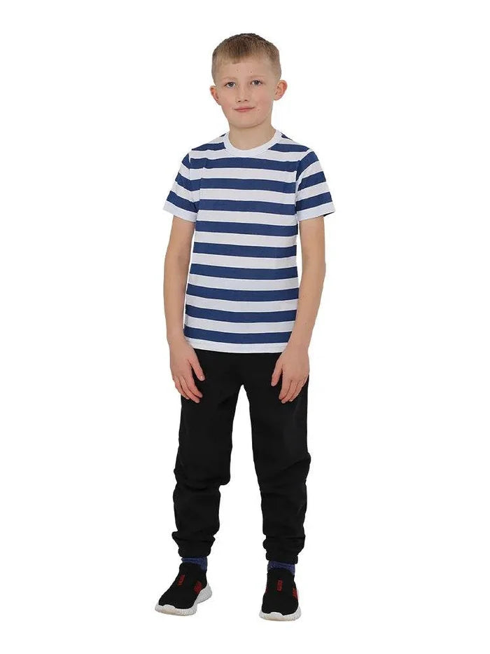 Boys Short Sleeves Stripe T-Shirt - thefancydress.co.uk