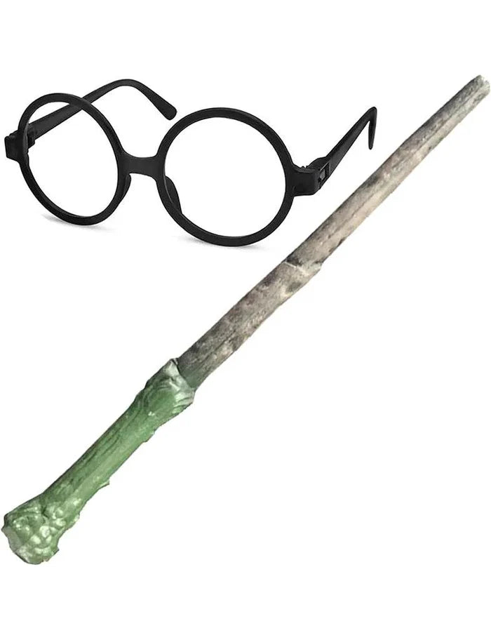 Boys Wizard Costume Accessories Magic Robe, Scarf, Magic Wand, & Glasses Set - thefancydress.co.uk
