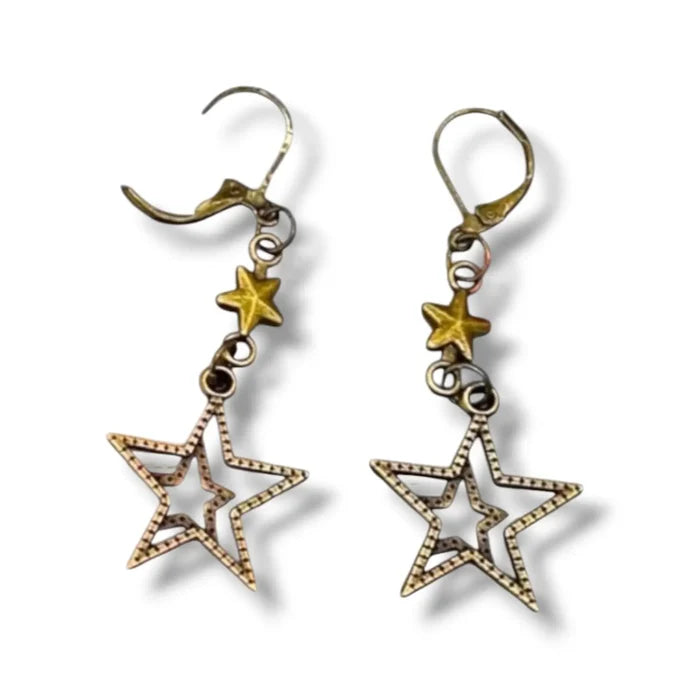 Bronze Celestial Star Dangle Earrings - Bronze / One Size / Dangle - Women’s Earrings