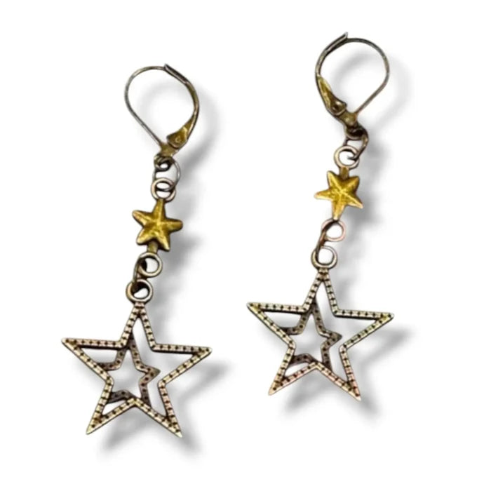 Bronze Celestial Star Dangle Earrings - Bronze / One Size / Dangle - Women’s Earrings