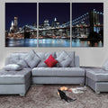 Brooklyn Bridge Bridge Night View Wall Art Decor Canvas Printing - BlueArtDecor