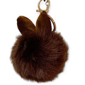 women's Bunny Rabbit Pom Pom Handbag Charm with brown faux fur and velour ears one size
