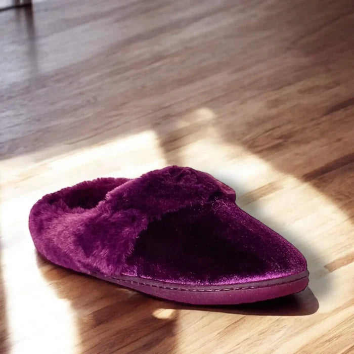 Burgundy Cozy Slip On Slippers