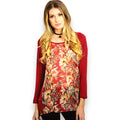 Burgundy Floral Raglan Top
