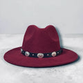 Burgundy Red Cowgirl Fedora Hat - burgundy red / Medium (M) / Female - Fedora Hats