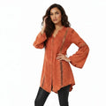 Burnt Orange Boho Tunic Top - Orange / Medium / Rayon - Women’s Tops
