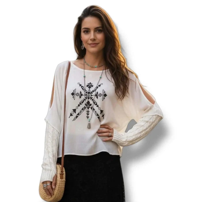 Off white cable knit extra long arm warmers with thumbholes and slouchy above-elbow fit
