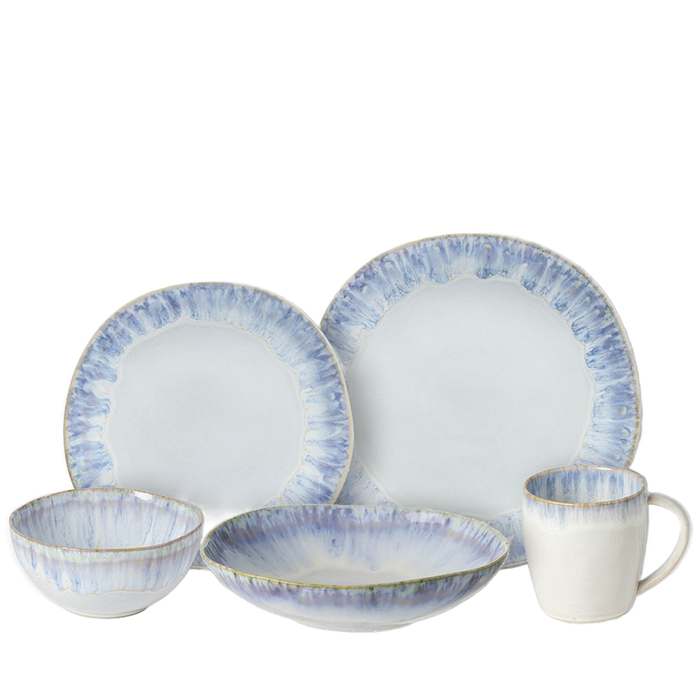Cabo Blue ceramic mug with light blue drip glaze rim and smooth white body.
