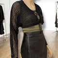 Casual Long Sleeve Hollow Out Knit Crop Cardigan