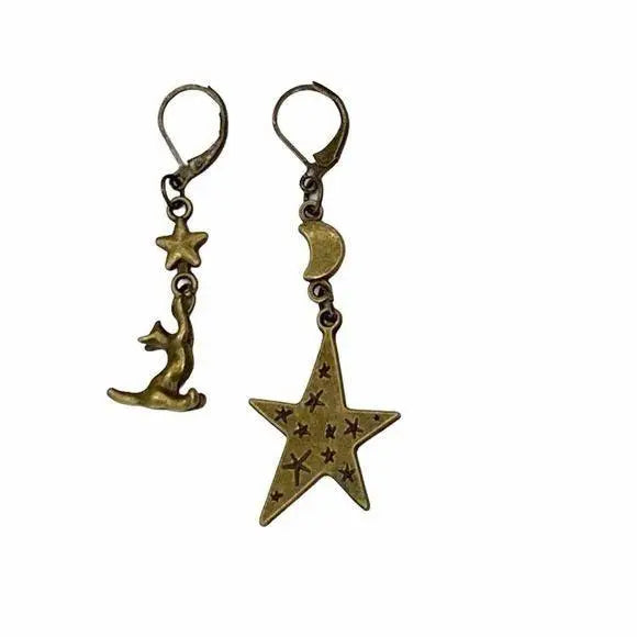 Celestial Asymmetrical Dangle Earrings