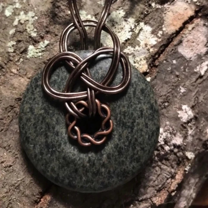 Women's Jasper Stone Celtic Design Necklace 30" -  Wild Time Fashion