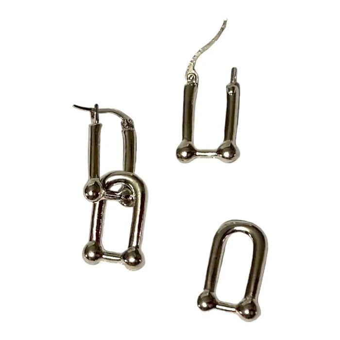 Contemporary Chic U Link Hoop Earrings - Wild Time Fashion
