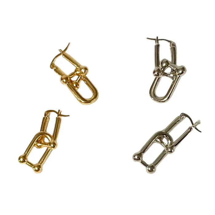 Contemporary Chic U Link Hoop Earrings - Wild Time Fashion