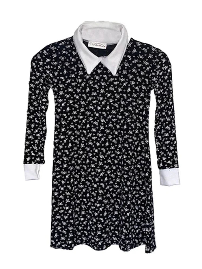 Children Gothic School Girl Pattern Swing Dress - thefancydress.co.uk
