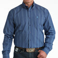 Cinch Men's L/S Classic Fit Dot Striped Button Down Western Shirt in Royal Blue