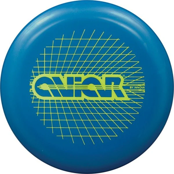 Blue disc with green grid pattern and 'Innova' branding on a white background