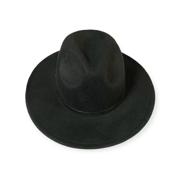 Classic Black Stiff Brim Fedora Hat