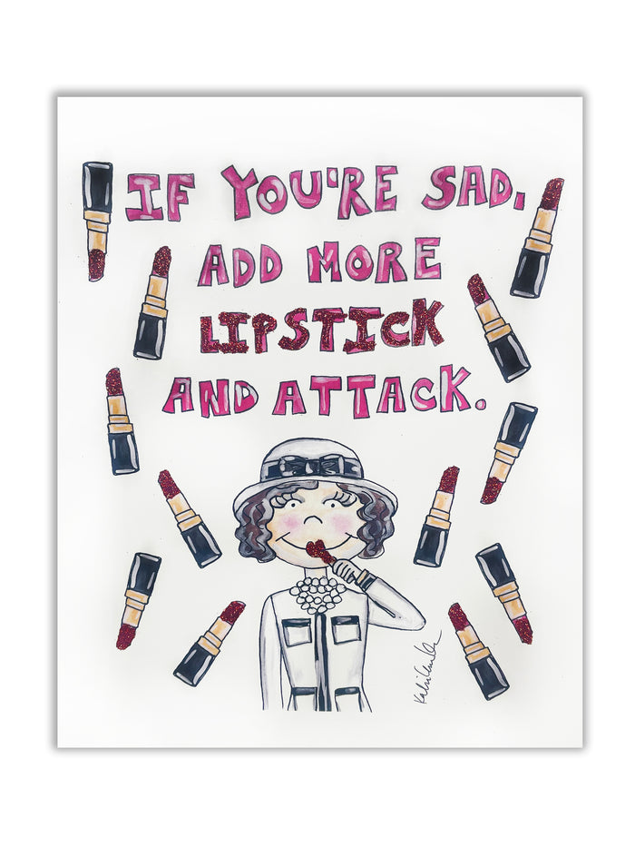 Coco Lipstick Glitter Art Print