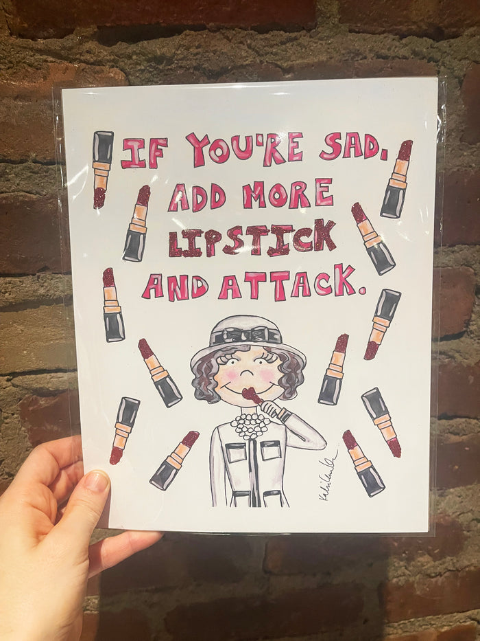 Coco Lipstick Glitter Art Print