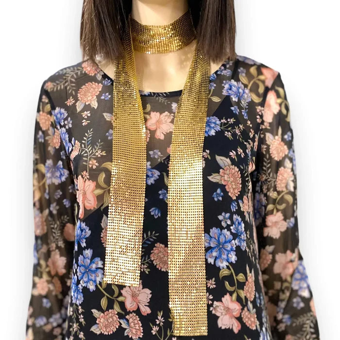 Banjara Colorful Floral Ruffle Trim Long Sleeve Dress