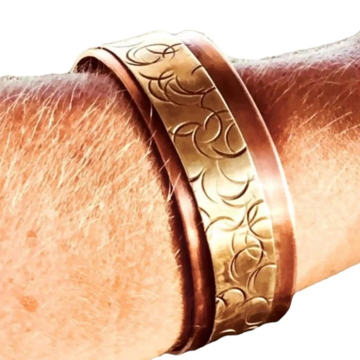 Copper Brass Rivets Adjustable Cuff Bracelet with Hand-Hammered Mixed Metal Design – Handmade in USA