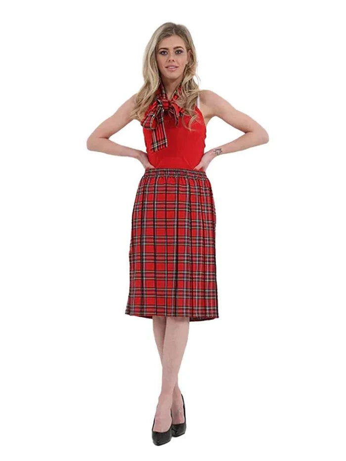 Crazy Chick Box Pleated Tartan Skirt (26 Inches ) - thefancydress.co.uk