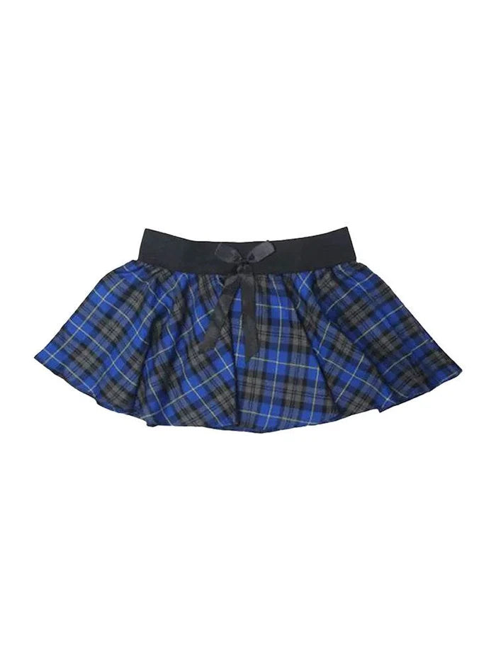 Crazy Chick Girls Bow Tartan Skirt - thefancydress.co.uk