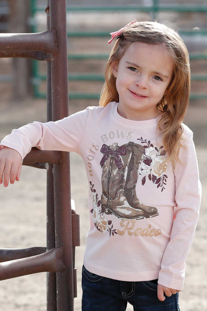 Cruel Girl's Toddler L/S Boots T-Shirt in Pink