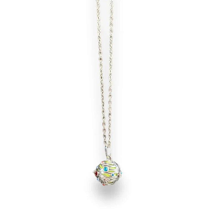 Crystal Ball Chime Pendant Necklace  28" - Wild Time Fashion
