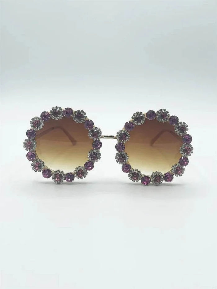 Crystal Gem Sunglasses in Pink - thefancydress.co.uk