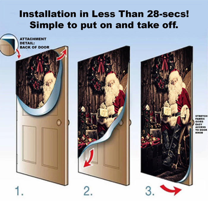 DoorFoto Door Cover Customizable - Blue Christmas