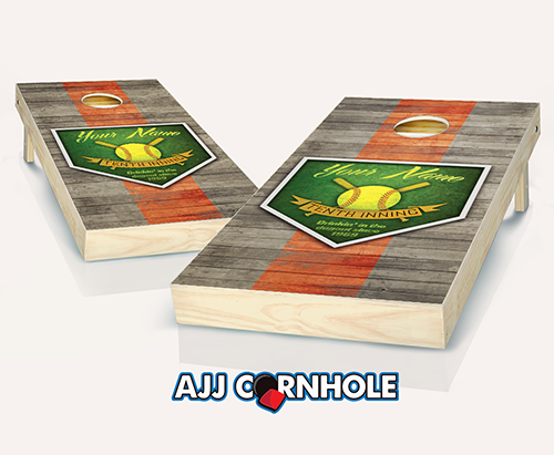 Customized 10th Inning Baseball Cornhole Set