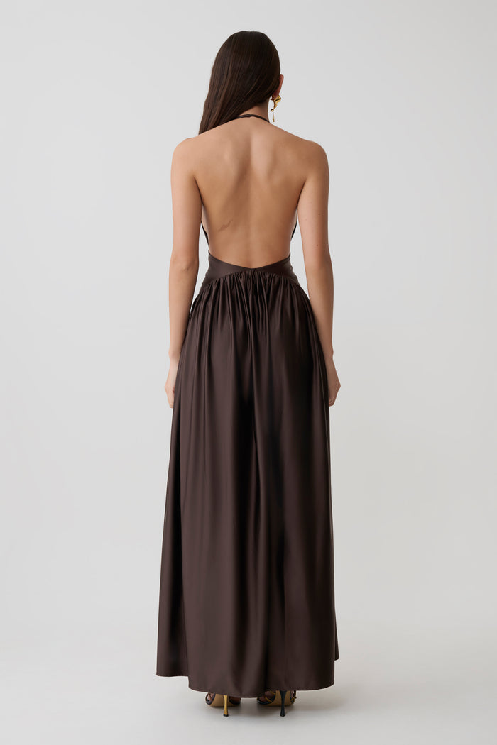 Cypress Halter Maxi Dress - Chocolate