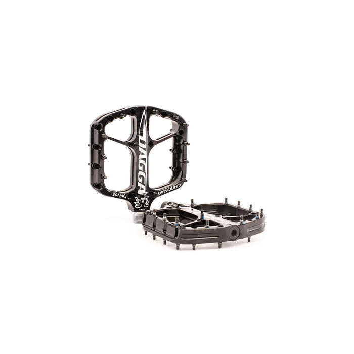 Black bicycle pedal with platform on a white background