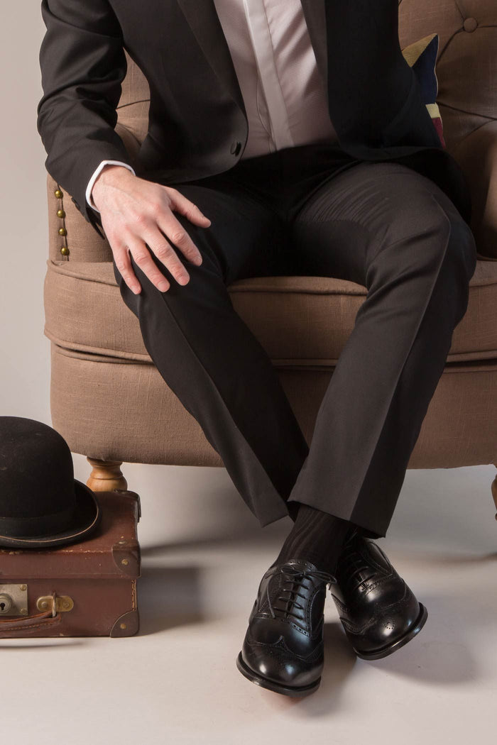 Danvers BLACK Cotton Lisle Long Men's Socks