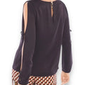 Dark Chocolate Brown Tie Sleeve Blouse