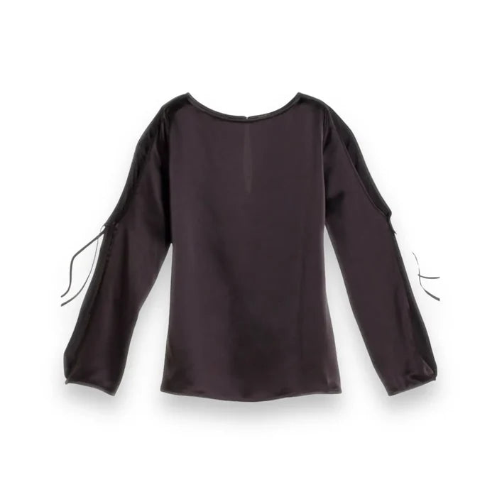 Dark Chocolate Brown Tie Sleeve Blouse