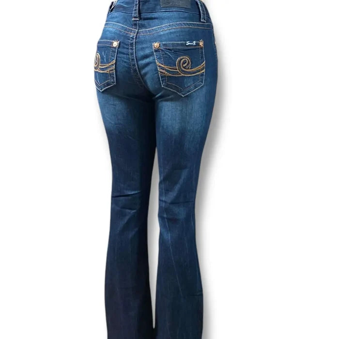 Dark Denim Distressed Bootcut Jeans